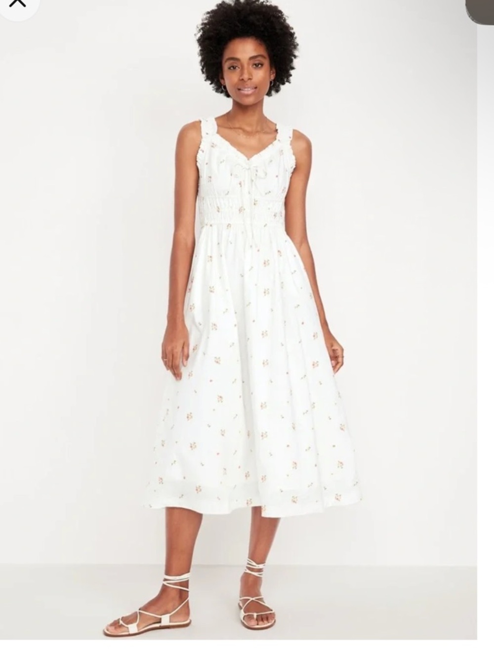 Old Navy 100% Cotton Smocked Waist Floral Midi Dress